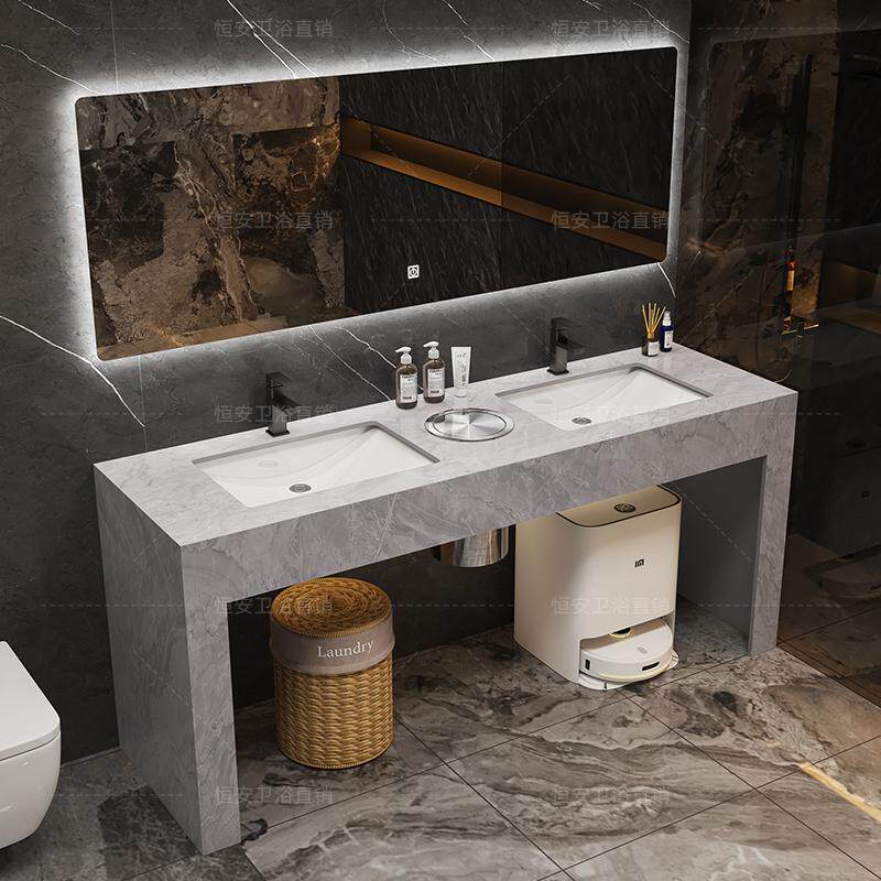 简约大理石双盆落地洗手台公共卫生间洗手洗脸台盆浴室柜组合定制
