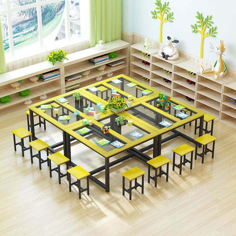小学幼儿园课桌椅画室培训桌玻璃手工美术桌绘画桌书法阅读学习桌