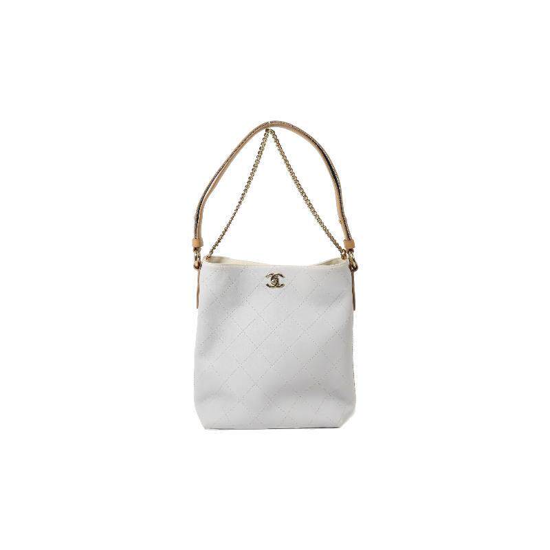 中古Chanel香奈儿女包B级9新Shoulder bag肩包牛皮斜挎包白色