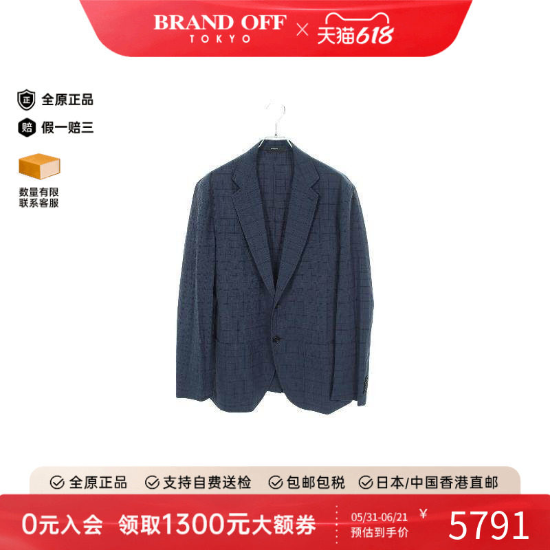 中古Hermes爱马仕男A级95新tailored jacket修身夹克丝绸外套蓝色