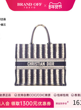 中古Dior迪奥女包A级95新tote bag托特包帆布托特包蓝色 HK时尚