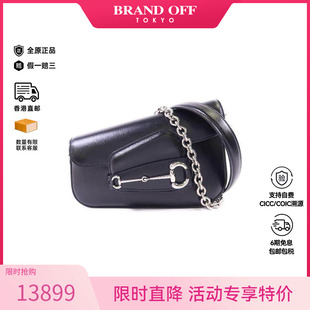 中古Gucci古驰女包S级99新Horsebit 1955马衔 1955牛皮单肩包黑色