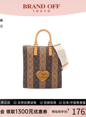 中古LV路易威登女包A级95新Sac plat琴谱包涂层/防水帆布斜挎包