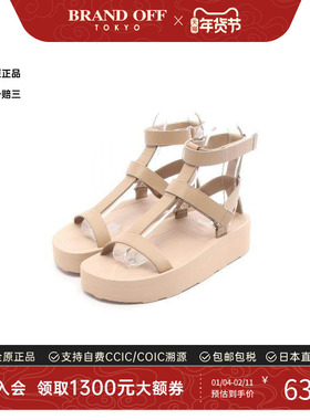 中古Hermes爱马仕女S级99新sandals凉鞋牛皮鞋浅褐色
