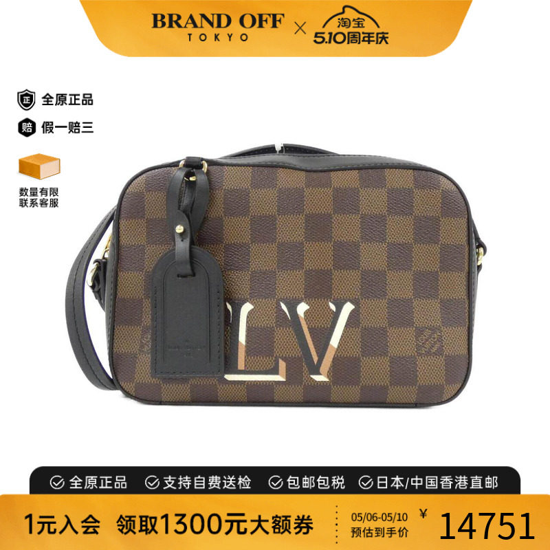 中古LV路易威登女包A级95新 Santa Monica相机包棋盘格斜挎包正品
