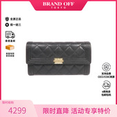 中古Chanel香奈儿女B级9新bi fold双折牛皮长钱包黑色BRANDOFF