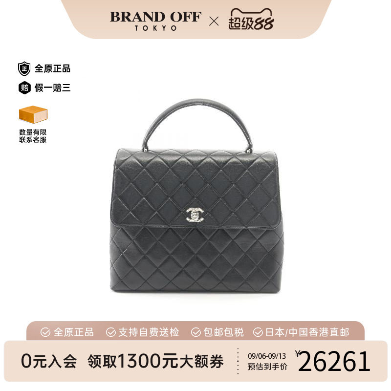 中古Chanel香奈儿女包A级95新Handle Bag手提袋羊皮手提包黑色