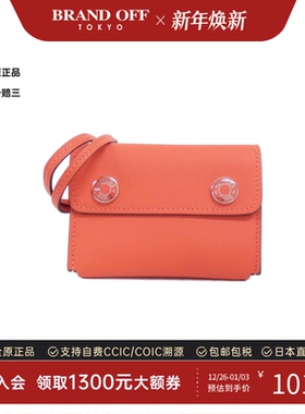 中古Hermes爱马仕95新Hermes Snap卡包085480CK橘色原野Swift皮