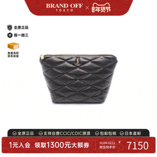 中古YSL圣罗兰女包S级99新Clutch bag手拿包羊皮化妆包黑色正品