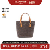 中古LV路易威登女包B级9新handbag手提包涂层 防水帆布手提包棕色