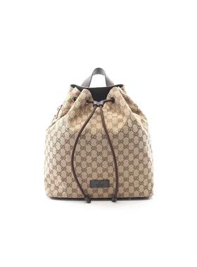 中古Gucci古驰女包A级95新backpack rucksack背包帆布背包双肩包