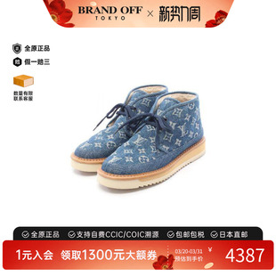 中古LV路易威登女A级95新boots靴牛仔布鞋 蓝色