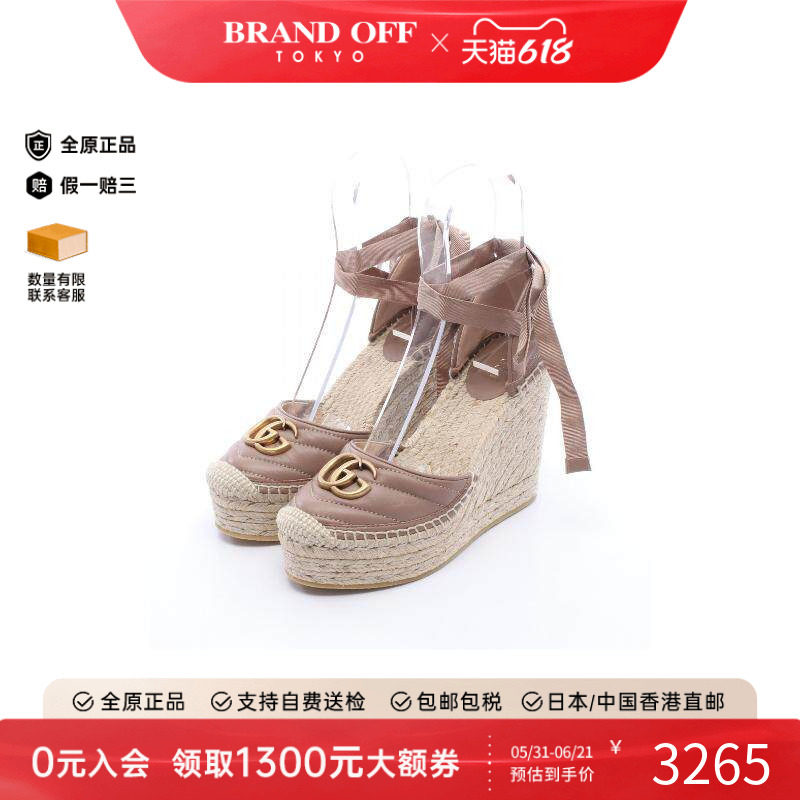 中古Gucci古驰女A级95新Sandal牛皮鞋粉色时尚高级感正品BRANDOFF