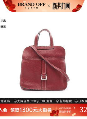 中古Hermes爱马仕女包A级95新Halzan 31 马蹄包牛皮斜挎包红色