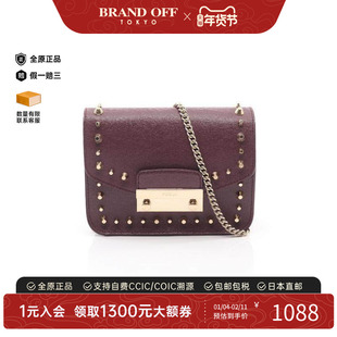 中古Furla芙拉女包A级95新Shoulder bag肩包牛皮斜挎包紫色正品