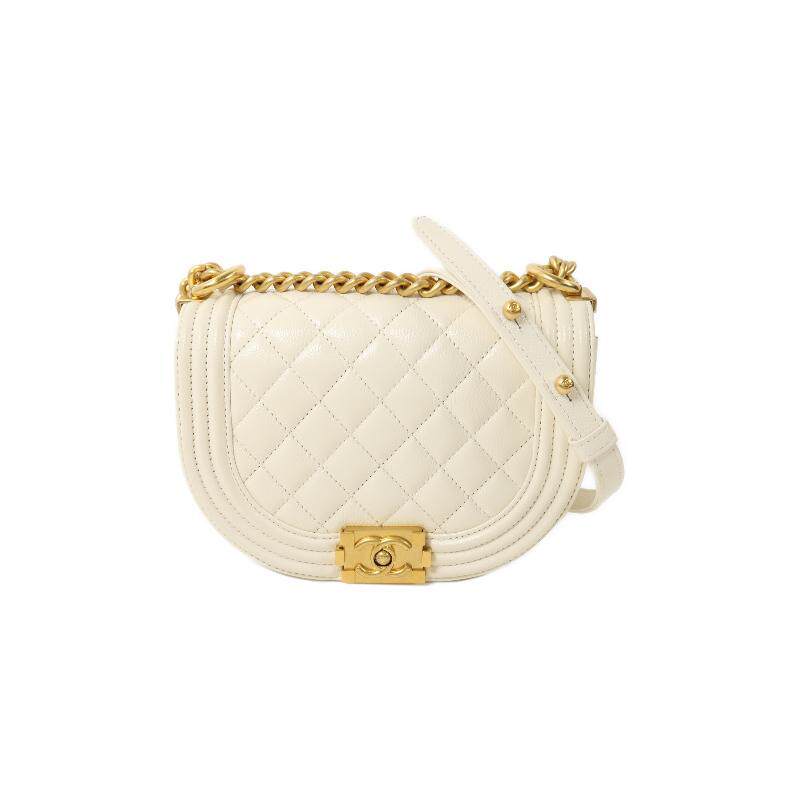中古Chanel香奈儿女包A级95新shoulder bag斜挎包牛皮斜挎包白色