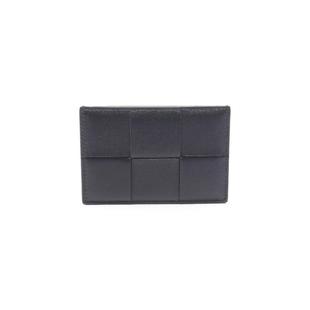 中古Bottega Veneta葆蝶家男B级9新Intrecciato编织牛皮卡包黑色