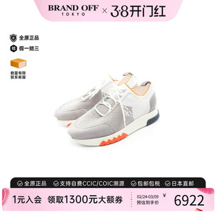 中古Hermes爱马仕男A级95新sneakers运动鞋尼龙鞋灰色