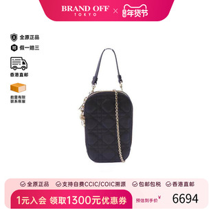 中古Dior迪奥女包A级95新Phone Bag手机包羊皮斜挎包黑色