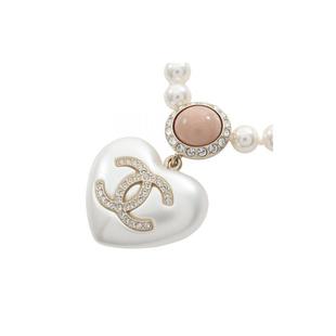 中古Chanel香奈儿女A级95新necklace项链镀金金属项链白色