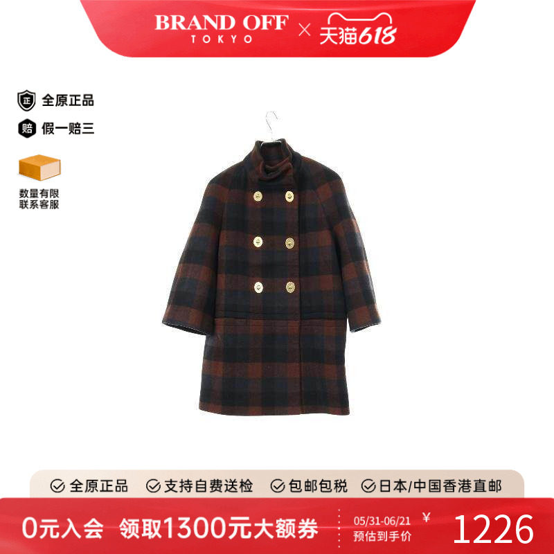中古Coach蔻驰女B级9新coat风衣外套羊毛外套棕色正品BRANDOFF