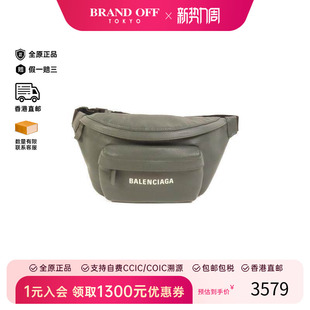 中古Balenciaga巴黎世家男包B级9新body bag随身包牛皮腰包灰色