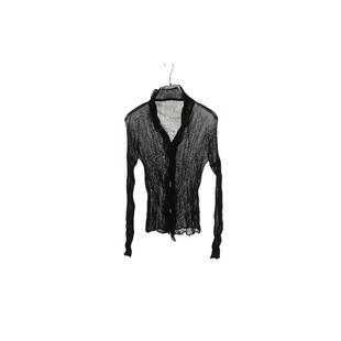 中古Issey Miyake三宅一生女A级95新tops上衣帆布上衣黑色