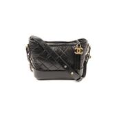 中古Chanel香奈儿女包A级95新Gabrielle流浪包牛皮斜挎包黑色