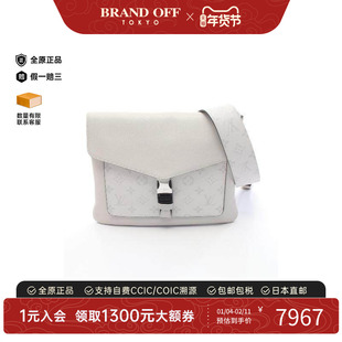 中古LV路易威登男包B级9新messenger信使涂层/防水帆布斜挎包白色