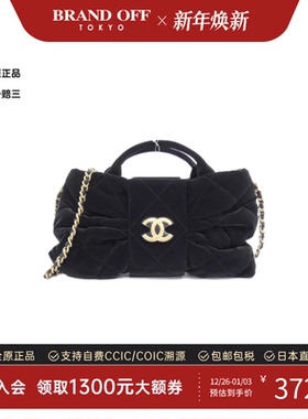 中古CHANEL香奈儿女包A级95新AS5849 Bags天鹅绒蝴蝶结斜挎包