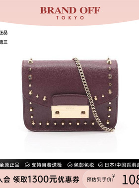 中古Furla芙拉女包A级95新Shoulder bag肩包牛皮斜挎包紫色正品