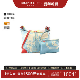 PM丝绸斜挎包蓝色正品 中古Hermes爱马仕女包B级9新Silky City