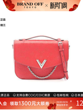 中古LV路易威登女包A级95新Messenger牛皮斜挎包红色