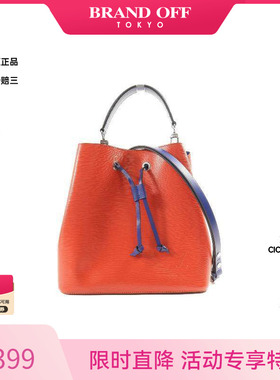 中古LV路易威登女包B级9新NEONOE水桶包牛皮斜挎包红色BRANDOFF
