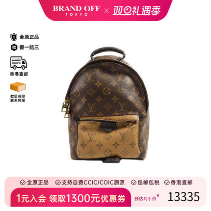 中古LV路易威登女包A级95新Backpack背包涂层/防水帆布双肩包棕色
