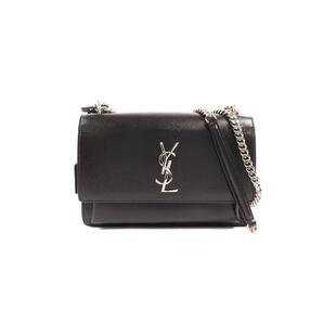 中古YSL圣罗兰女包B级9新Sunset Medium牛皮斜挎包黑色