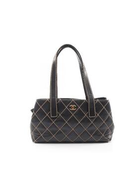 中古Chanel香奈儿女包B级9新wild stitch牛皮单肩包黑色