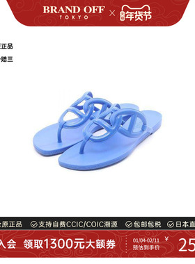 中古Hermes爱马仕女A级95新sandals凉鞋牛皮鞋蓝色
