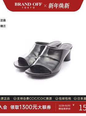 中古Bottega Veneta葆蝶家女A级95新sandals凉鞋漆皮鞋黑色正品