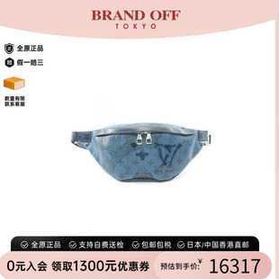 中古LV路易威登男包A级95新waist bag腰包涂层/防水帆布腰包蓝色