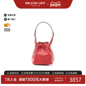 中古LV路易威登女包B级9新Petit Noe水桶包牛皮单肩包红色正品