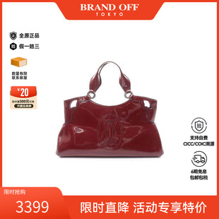 中古Cartier卡地亚女包B级9新handbag手提包漆皮手提包红色