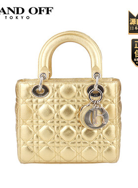 中古「9新」DIOR(迪奥)LADY DIOR MY ABCDIOR金色牛皮小号斜挎包