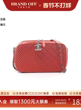 中古Chanel香奈儿女包A级95新camera bag相机包羊皮斜挎包红色