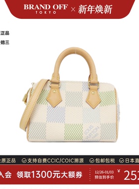 中古LV路易威登女包95新Licious Speedy波士顿棋盘格手提斜挎包