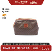 中古Celine赛琳女包B级9新Pouch小包帆布化妆包棕色正品 BRANDOFF