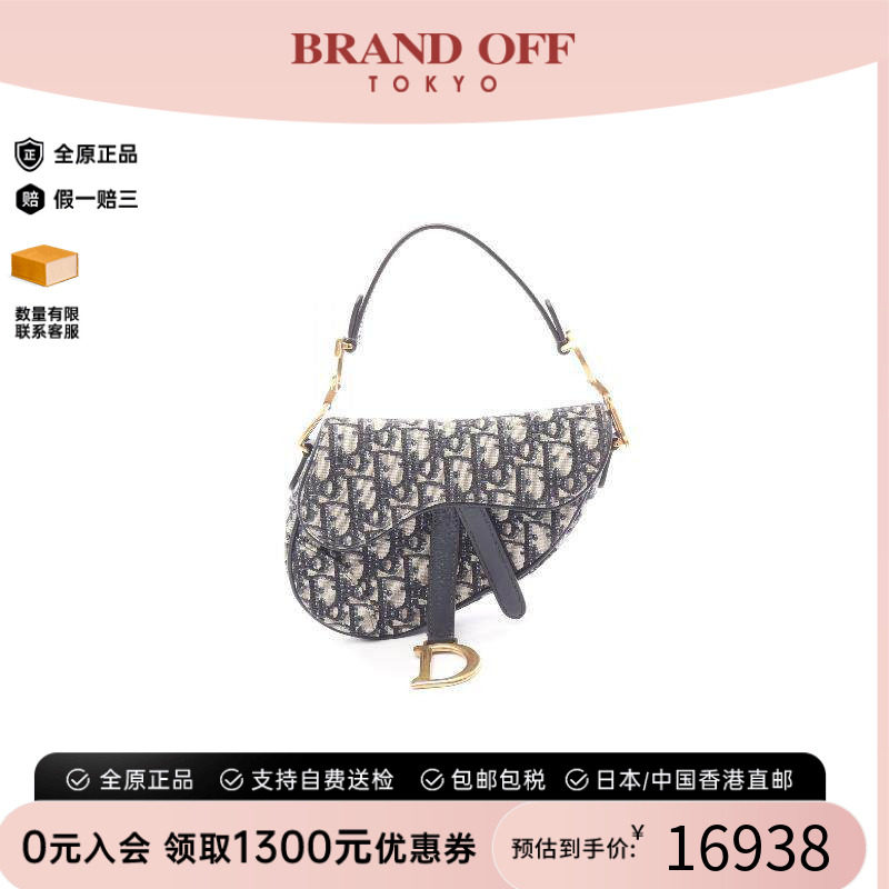 日本中古二奢Dior迪奥女包A级95新saddlebag马鞍包帆布手提包正品