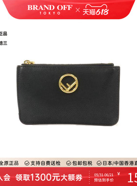 中古Fendi芬迪女B级9新card case卡包牛皮卡包黑色