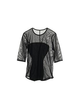 中古Issey Miyake三宅一生女A级95新blouse女士衬衫帆布上衣黑色