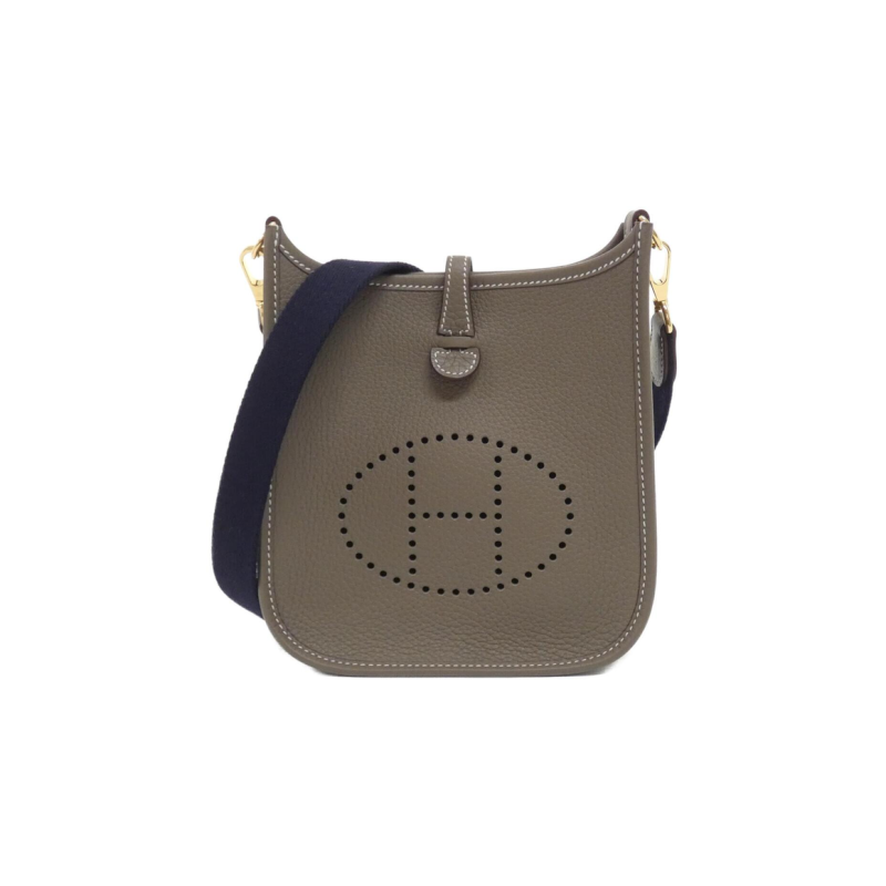 中古Hermes爱马仕女包A级95新Evelyn 16伊芙琳大象灰TC皮斜挎包